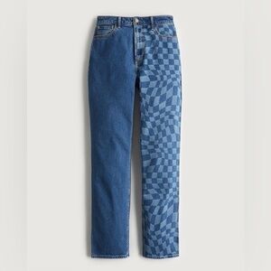 Hollister Women’s Ultra High-Rise Medium Wash Check 90s Straight Jeans 00L